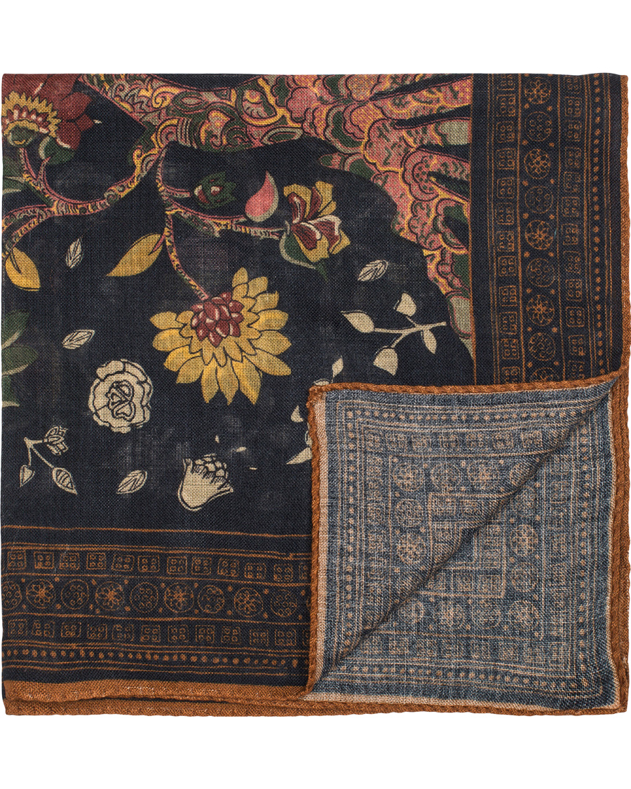 Herre | Drake's Tree of Life Silk Pocket Square Navy | Drake's | Tree of Life Silk Pocket Square Navy