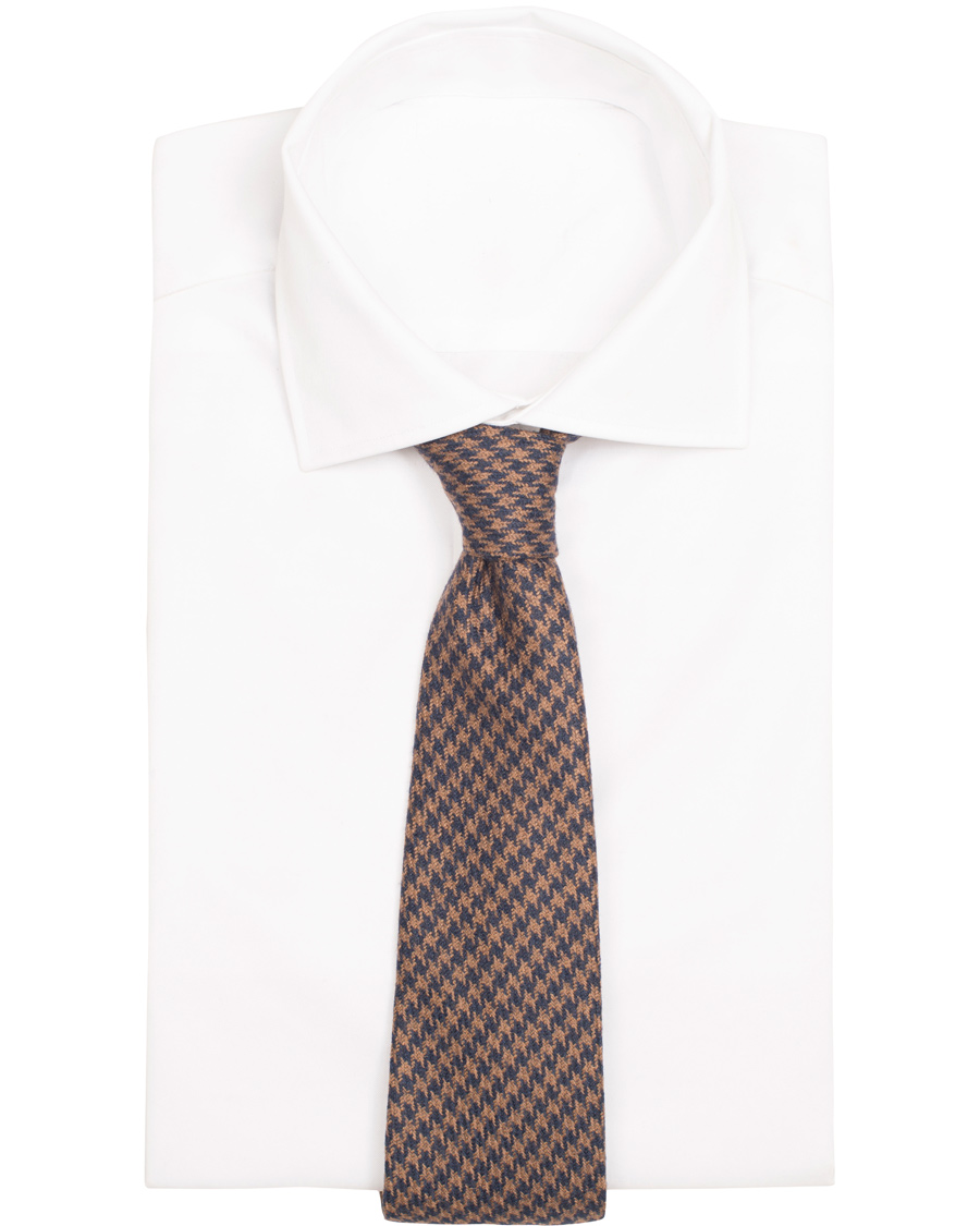 Herre | Drake's Dogtooth Camel/Wool 8 cm Tie Orange | Drake's | Dogtooth Camel/Wool 8 cm Tie Orange
