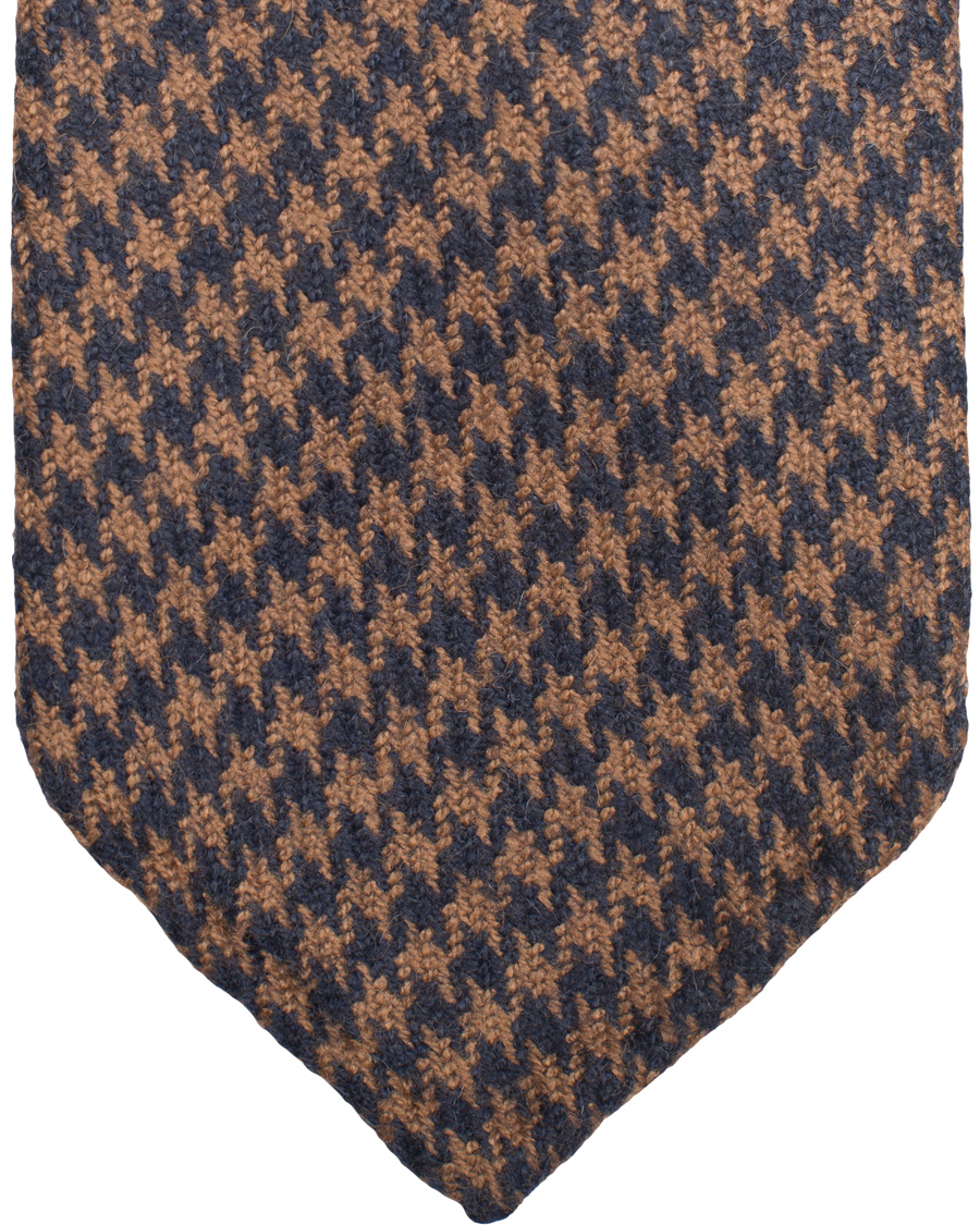 Herre | Drake's Dogtooth Camel/Wool 8 cm Tie Orange | Drake's | Dogtooth Camel/Wool 8 cm Tie Orange