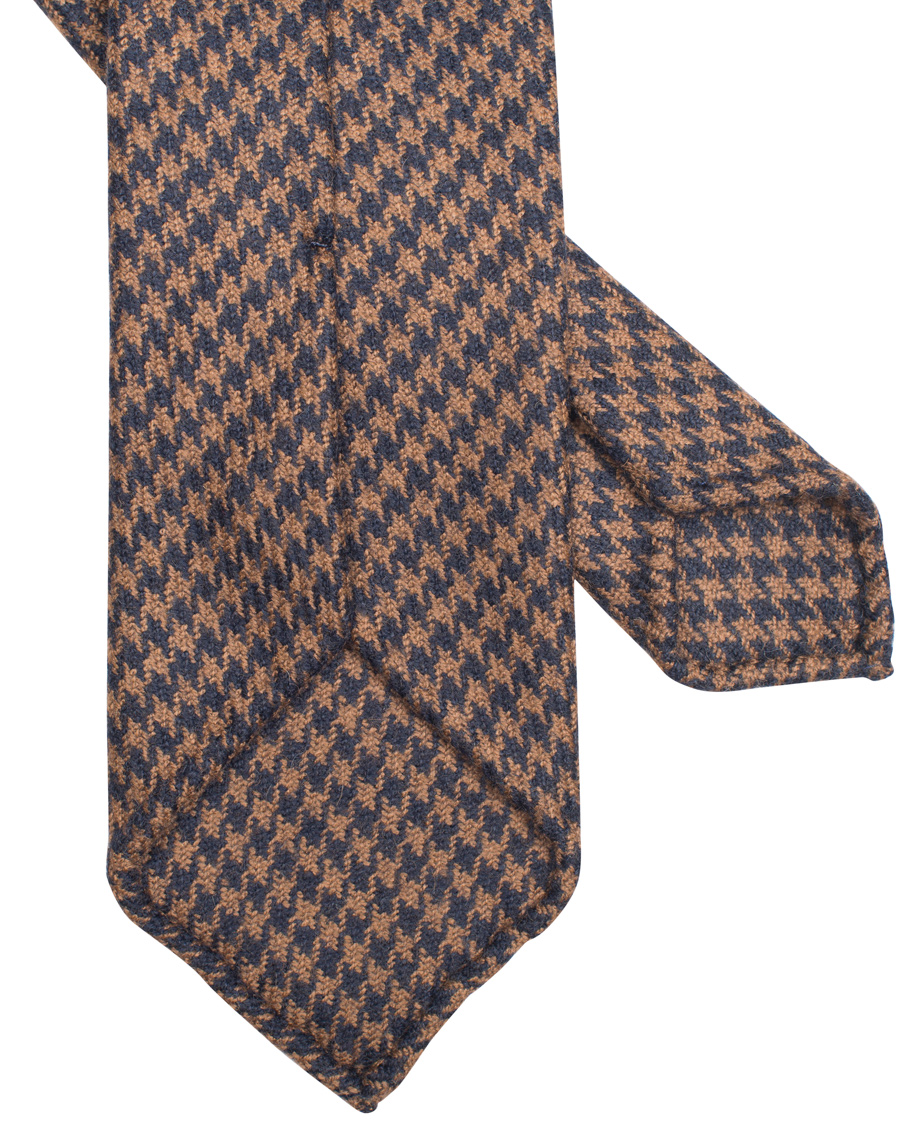 Herre | Drake's Dogtooth Camel/Wool 8 cm Tie Orange | Drake's | Dogtooth Camel/Wool 8 cm Tie Orange