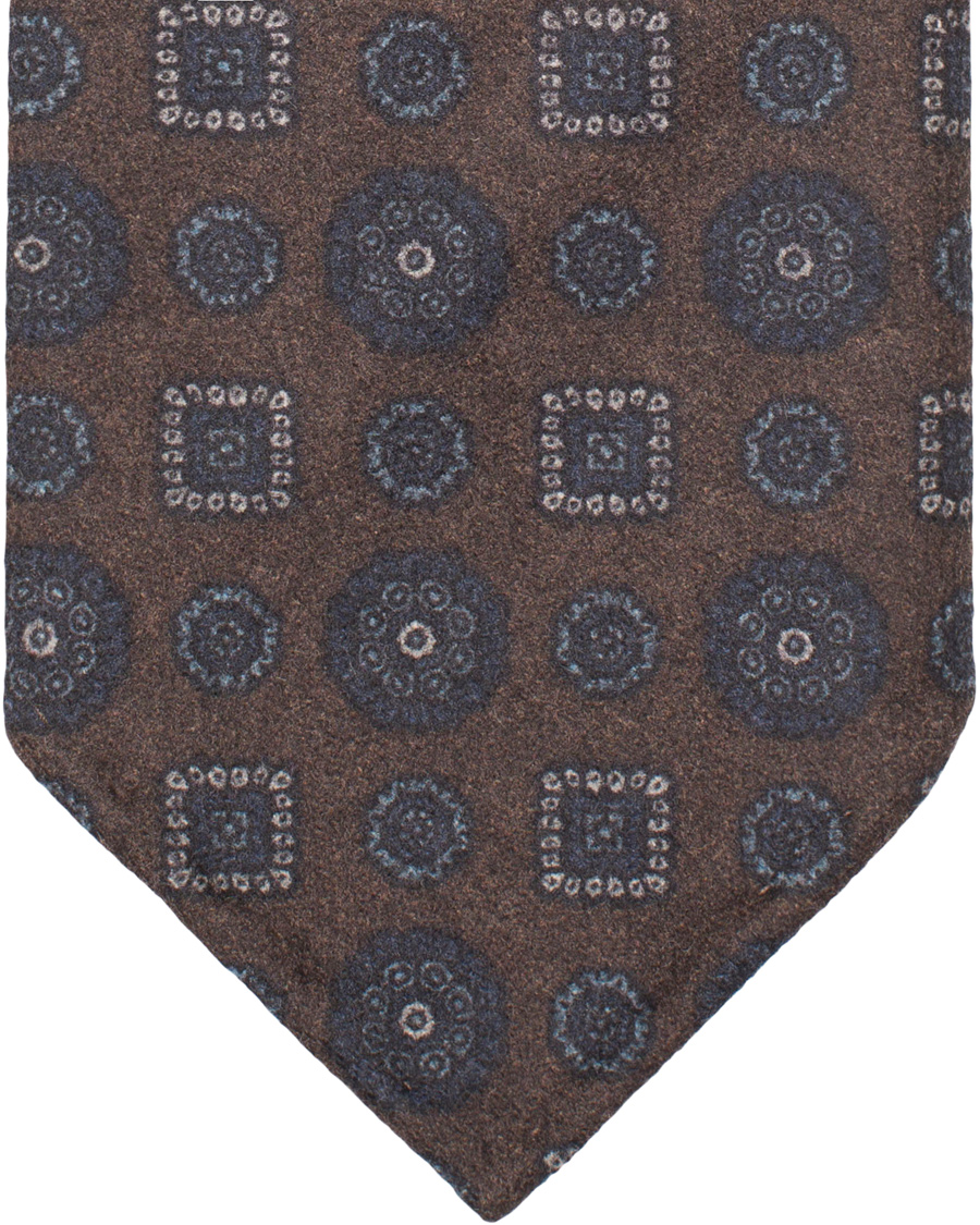 Herre | Drake's Medallion Wool/Flannel 8 cm Tie Brown | Drake's | Medallion Wool/Flannel 8 cm Tie Brown