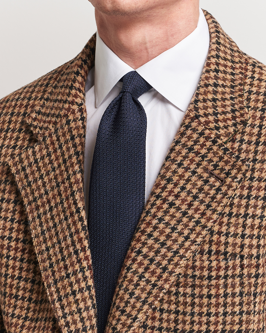 Herre | Slips | Drake's | Drake'sLarge Knot Handrolled Grenadine Silk TieNavy