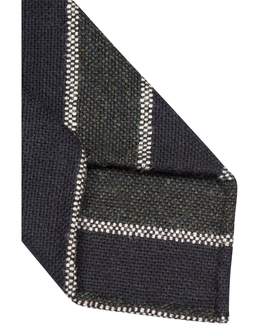 Herre | Drake's Stripe Wool 8 cm Tie Green/Navy | Drake's | Stripe Wool 8 cm Tie Green/Navy
