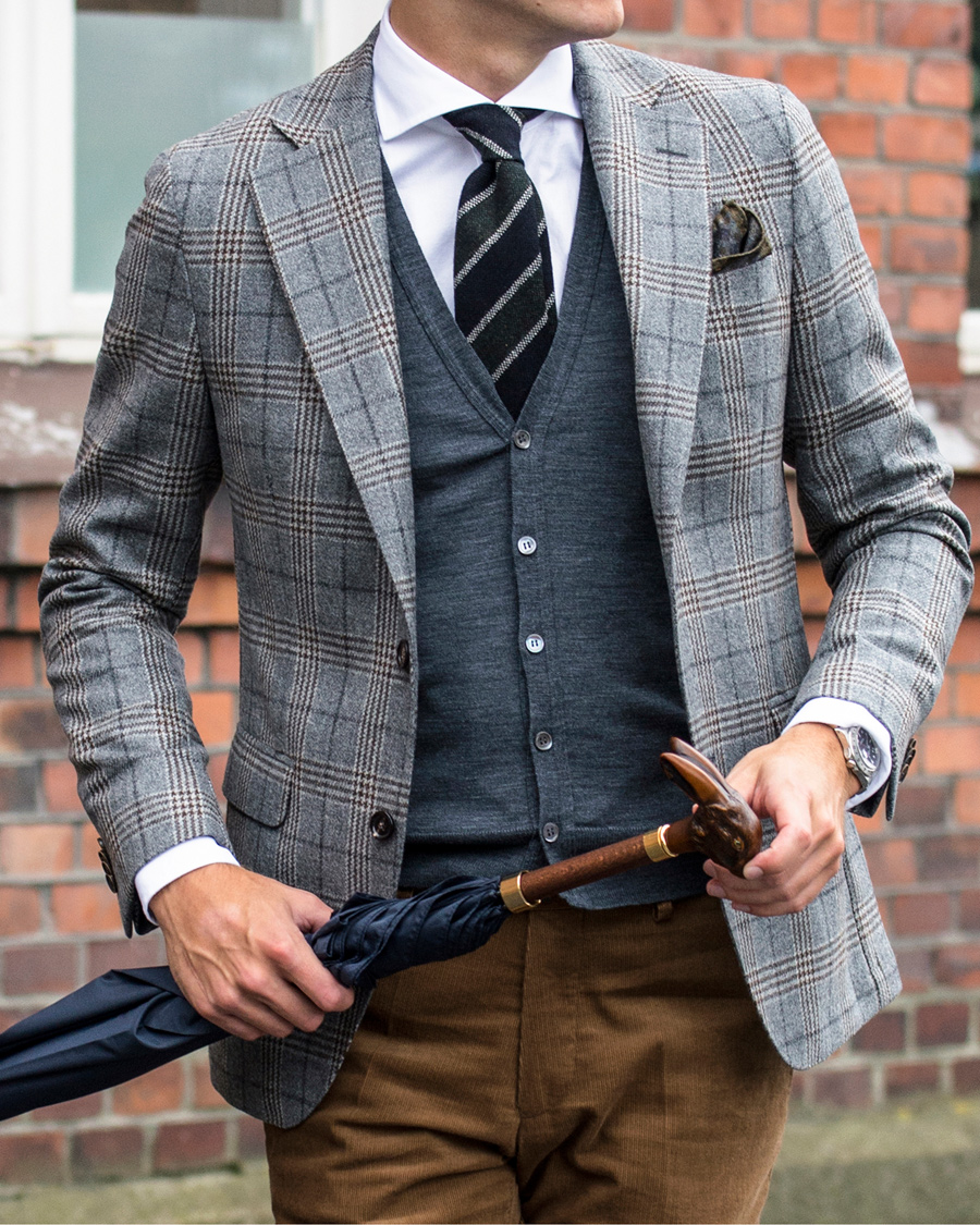 Herre | Drake's Stripe Wool 8 cm Tie Green/Navy | Drake's | Stripe Wool 8 cm Tie Green/Navy