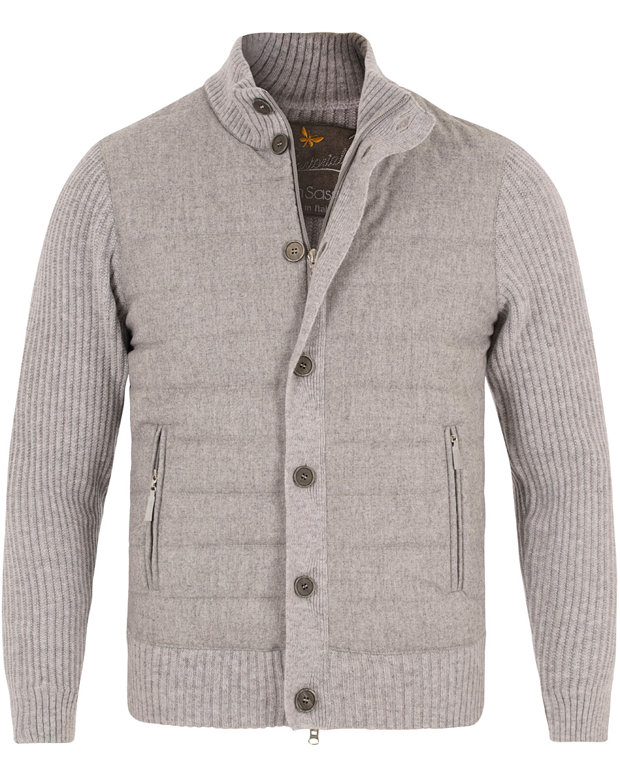 Herre | Gensere | Gran Sasso | Wool Button Knit/Zip Cardigan Jacket Grey