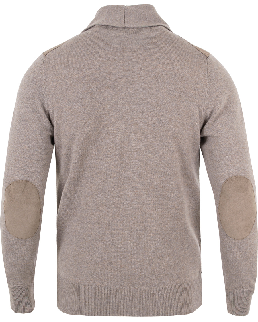 Herre | Gensere | Gran Sasso | Wool/Cashmere Patch Pocket Cardigan Grey/Brown Suede