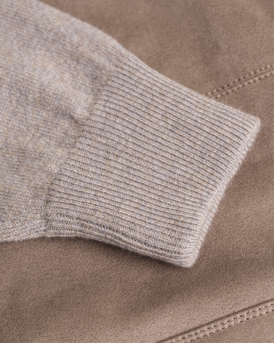 Herre | Gensere | Gran Sasso | Wool/Cashmere Patch Pocket Cardigan Grey/Brown Suede