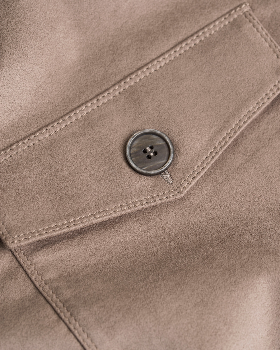Herre | Gensere | Gran Sasso | Wool/Cashmere Patch Pocket Cardigan Grey/Brown Suede