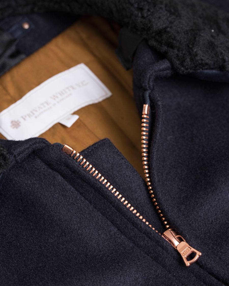 Herre | Jakker | Private White V.C. | Pilot's Bomber Wool Jacket Navy