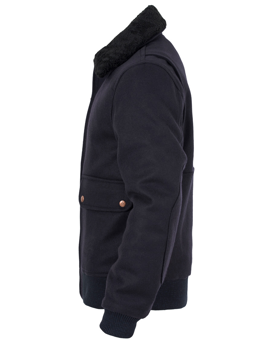 Herre | Jakker | Private White V.C. | Pilot's Bomber Wool Jacket Navy
