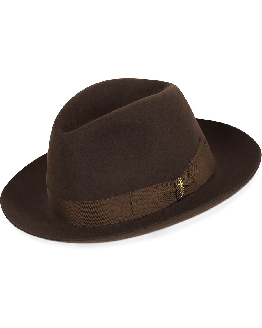 Herre | Borsalino Fedora Felt Hat Medium Brim Folco Dark Brown | Borsalino | Fedora Felt Hat Medium Brim Folco Dark Brown