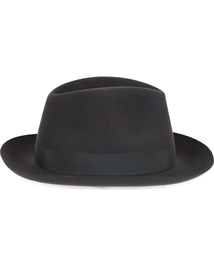 Herre | Borsalino Fedora Felt Hat Medium Brim Tritone Dark Grey | Borsalino | Fedora Felt Hat Medium Brim Tritone Dark Grey