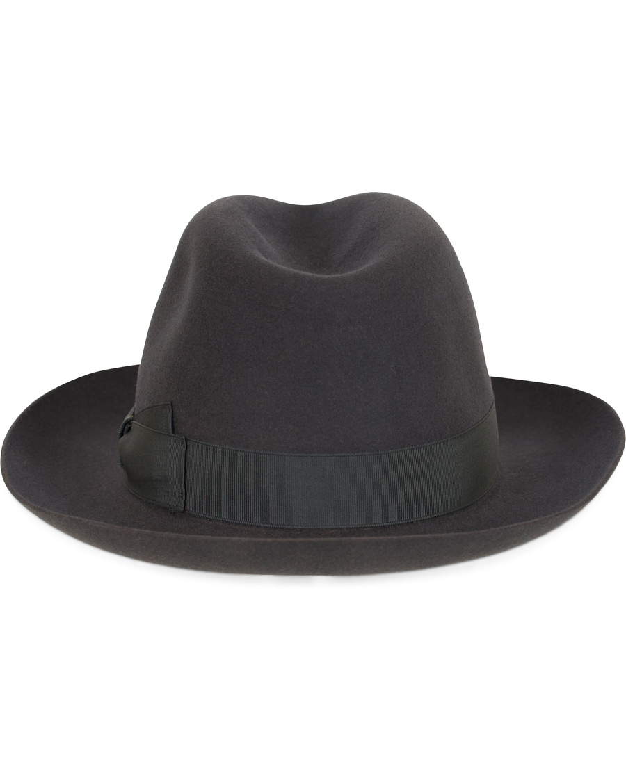 Herre | Borsalino Fedora Felt Hat Medium Brim Tritone Dark Grey | Borsalino | Fedora Felt Hat Medium Brim Tritone Dark Grey