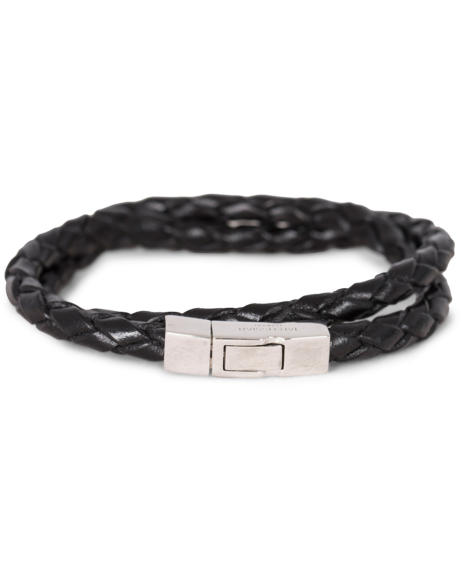 Herre | Tateossian Scoubidou Double Leather Bracelet Black | Tateossian | Scoubidou Double Leather Bracelet Black