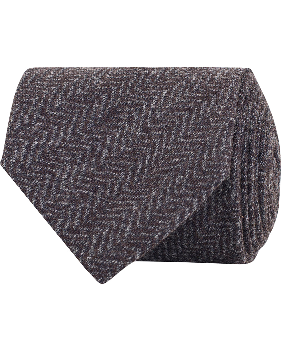 Herre | Amanda Christensen Wool/Silk/Cashmere Herringbone 7,5cm Tie Brown | Amanda Christensen | Wool/Silk/Cashmere Herringbone 7,5cm Tie Brown
