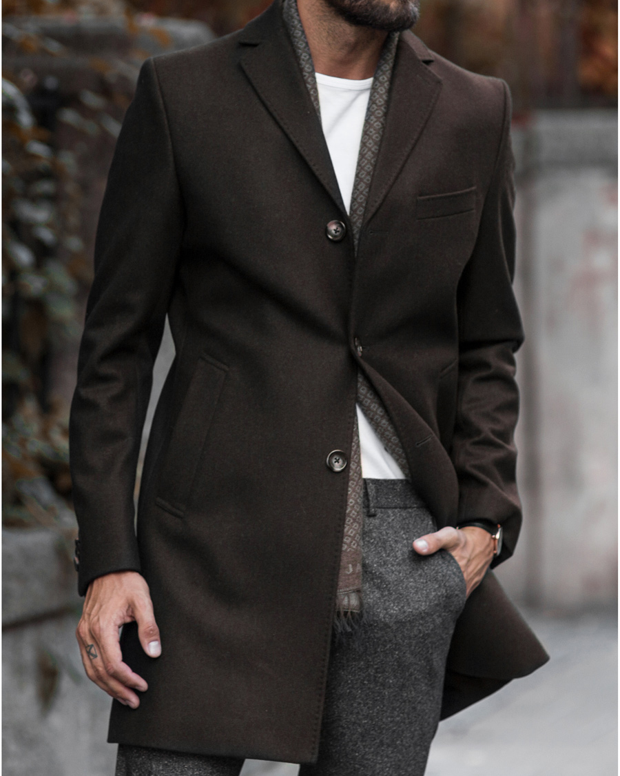 Herre | Jakker | J.Lindeberg | Wolger Compact Melton Coat Brown
