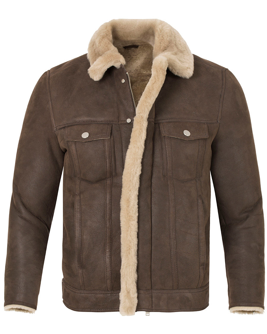 Herre | Jakker | J.Lindeberg | Redster Mud Shearling Suede Jacket Mud Brown