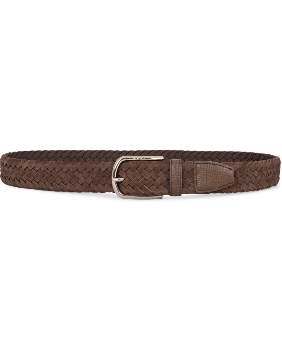 Herre | Tod's Intrecio Braided Suede 3,5 cm Belt Dark Brown | Tod's | Intrecio Braided Suede 3,5 cm Belt Dark Brown