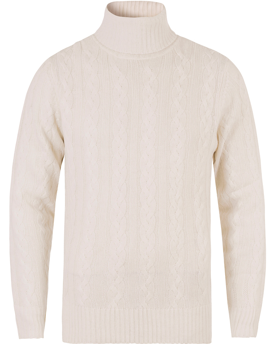 Herre | Gensere | Hackett | The Submariner Cable Roll Neck Ecru
