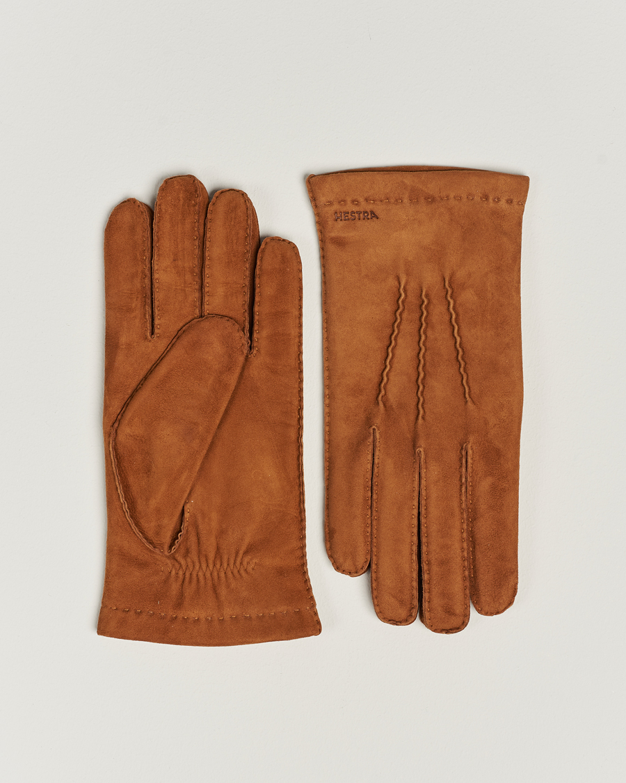 Herre | Hansker | Hestra | Arthur Wool Lined Suede Glove Cognac