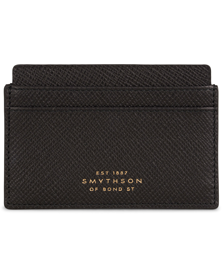 Herre | Smythson Panama Flat Card Holder Black Leather | Smythson | Panama Flat Card Holder Black Leather