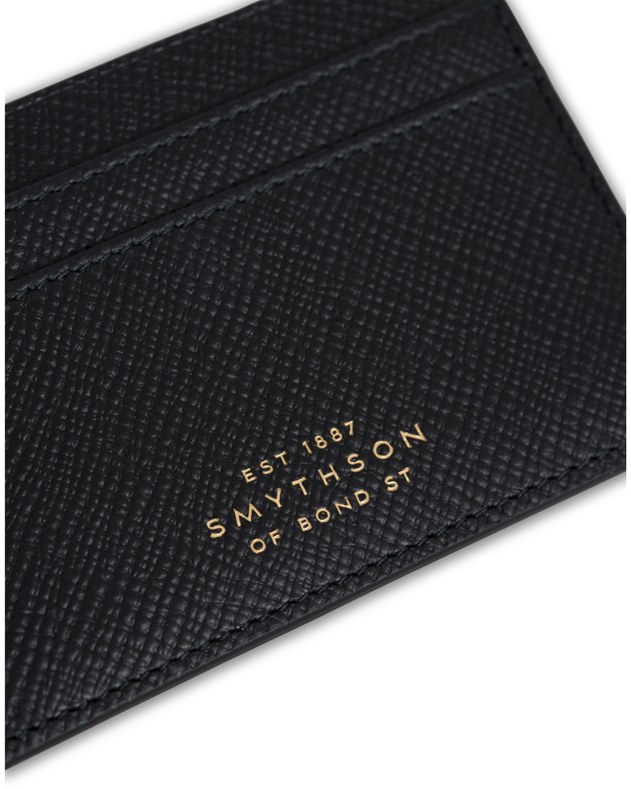 Herre | Smythson Panama Flat Card Holder Black Leather | Smythson | Panama Flat Card Holder Black Leather