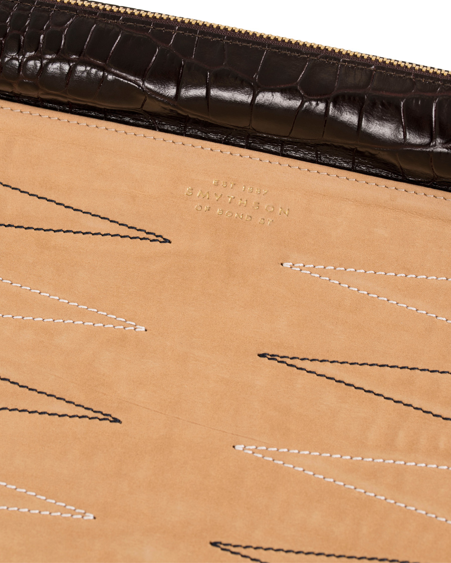Herre | Smythson Brown Mara Travel Backgammon Roll Brown Printed Calf | Smythson | Brown Mara Travel Backgammon Roll Brown Printed Calf