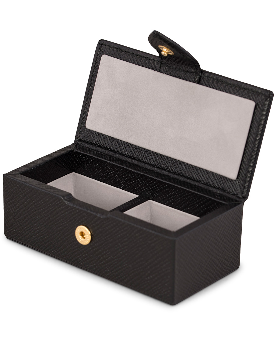 Herre | Smythson Panama Mini Cufflink Box Black Printed Calf | Smythson | Panama Mini Cufflink Box Black Printed Calf