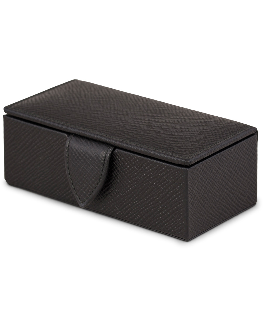 Herre | Smythson Panama Mini Cufflink Box Black Printed Calf | Smythson | Panama Mini Cufflink Box Black Printed Calf