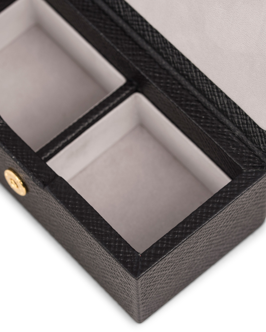 Herre | Smythson Panama Mini Cufflink Box Black Printed Calf | Smythson | Panama Mini Cufflink Box Black Printed Calf