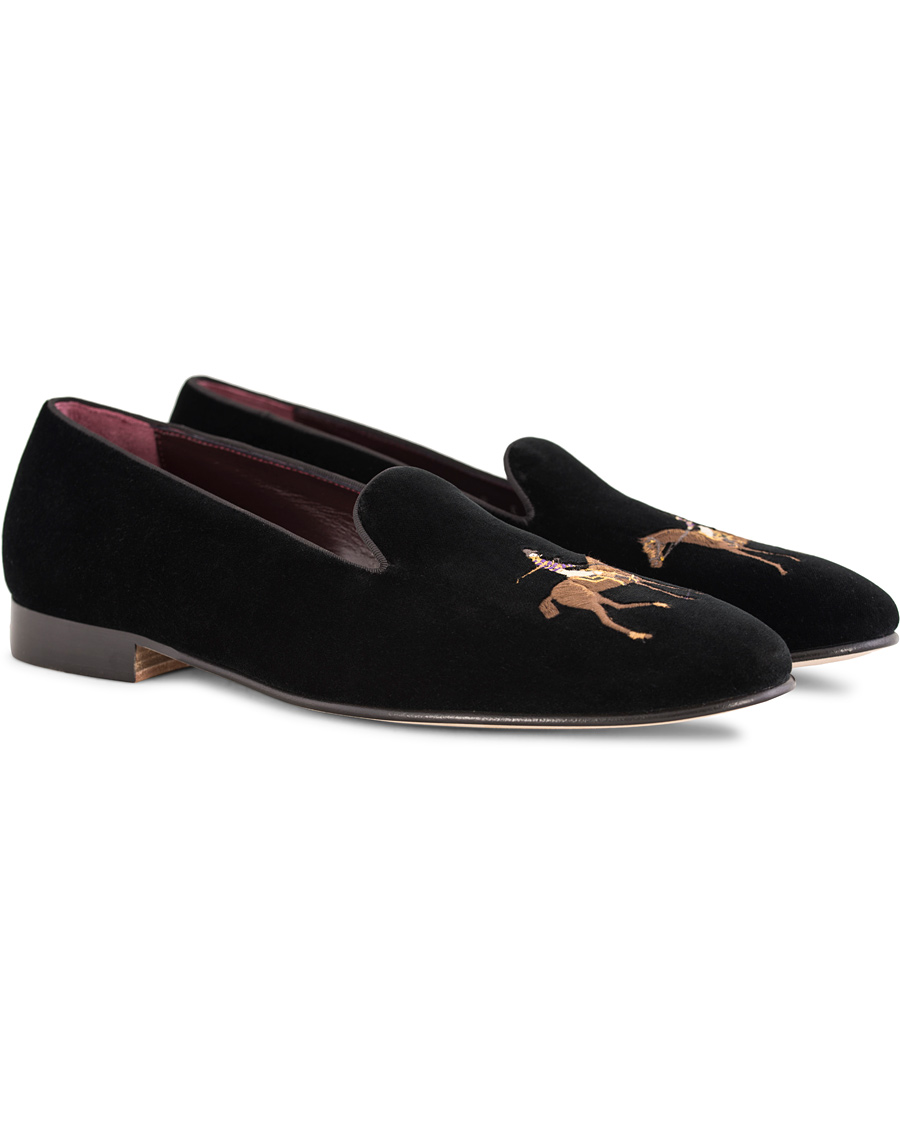 Herre | Ralph Lauren Purple Label Collis Novelty Slippers Floral Jacquard Black | Ralph Lauren Purple Label | Collis Novelty Slippers Floral Jacquard Black
