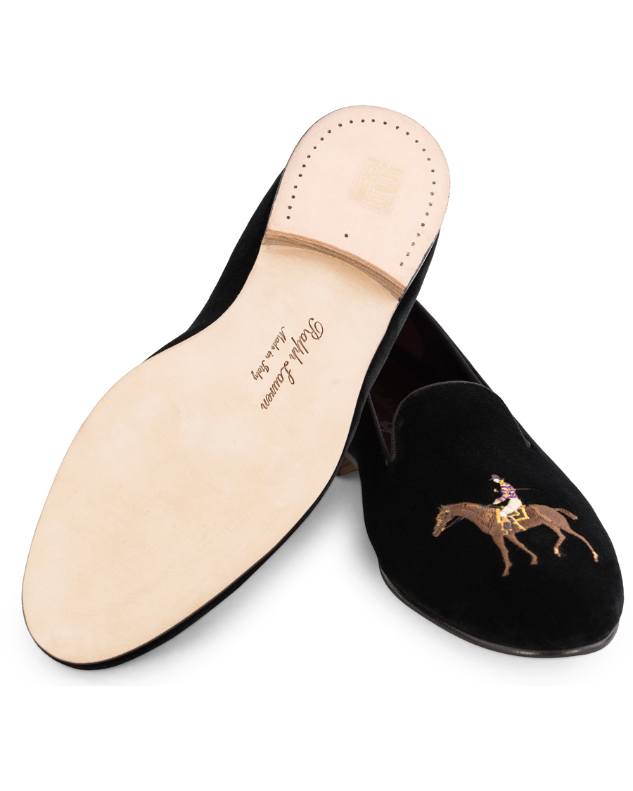 Herre | Ralph Lauren Purple Label Collis Novelty Slippers Floral Jacquard Black | Ralph Lauren Purple Label | Collis Novelty Slippers Floral Jacquard Black