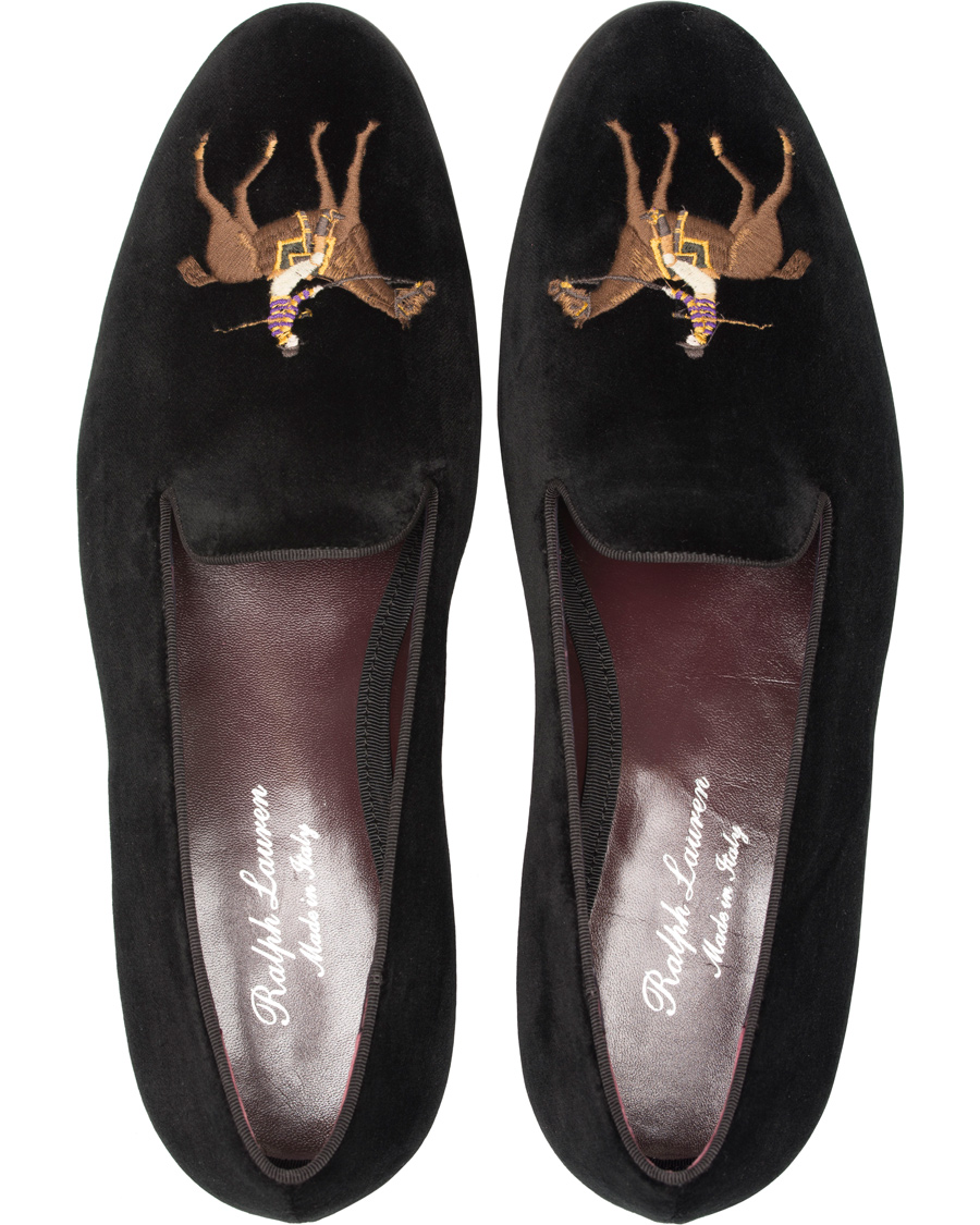 Herre | Ralph Lauren Purple Label Collis Novelty Slippers Floral Jacquard Black | Ralph Lauren Purple Label | Collis Novelty Slippers Floral Jacquard Black