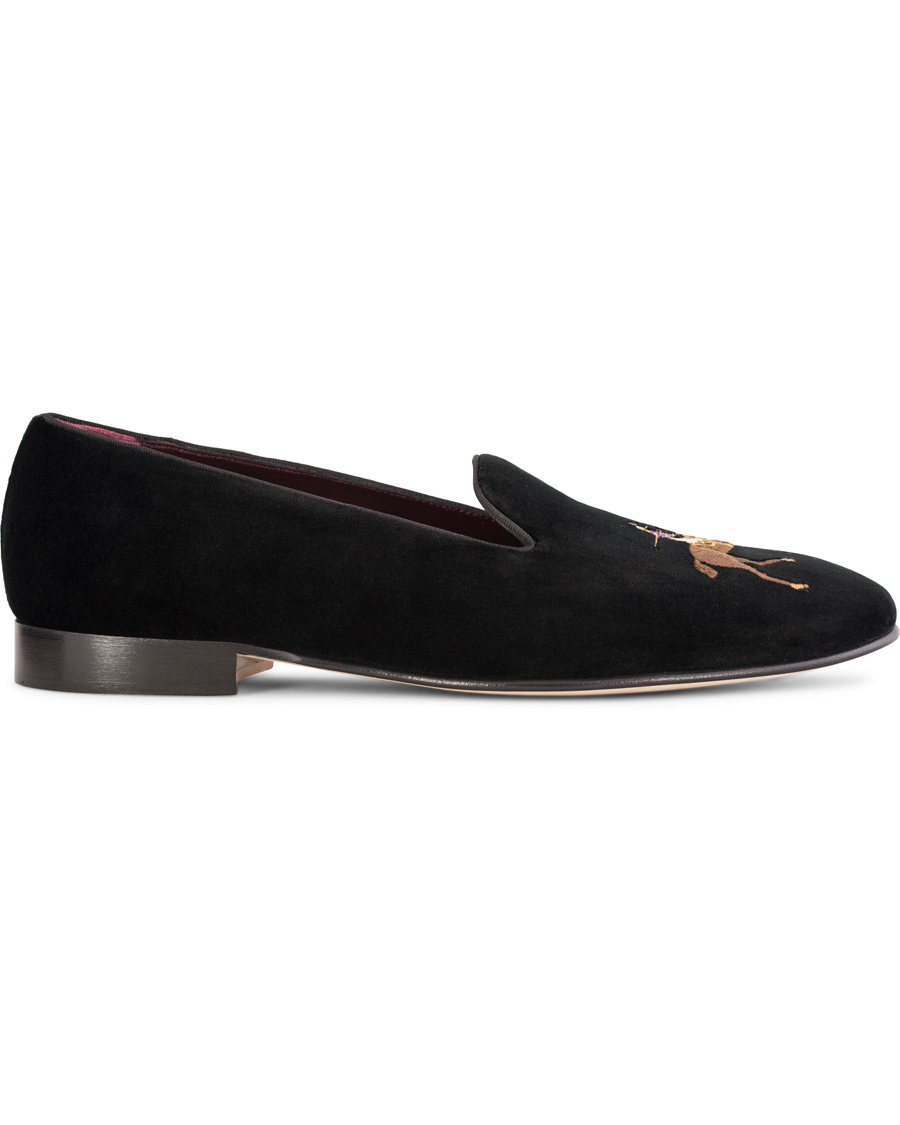 Herre | Ralph Lauren Purple Label Collis Novelty Slippers Floral Jacquard Black | Ralph Lauren Purple Label | Collis Novelty Slippers Floral Jacquard Black