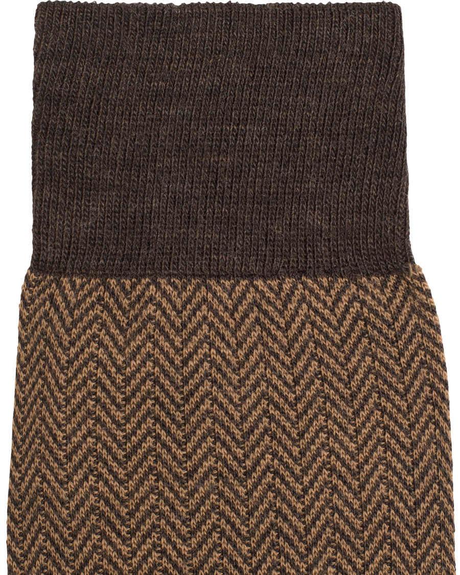 Herre | Undertøy | Pantherella | Finsbury Wool/Nylon Herringbone Sock Brown Mix