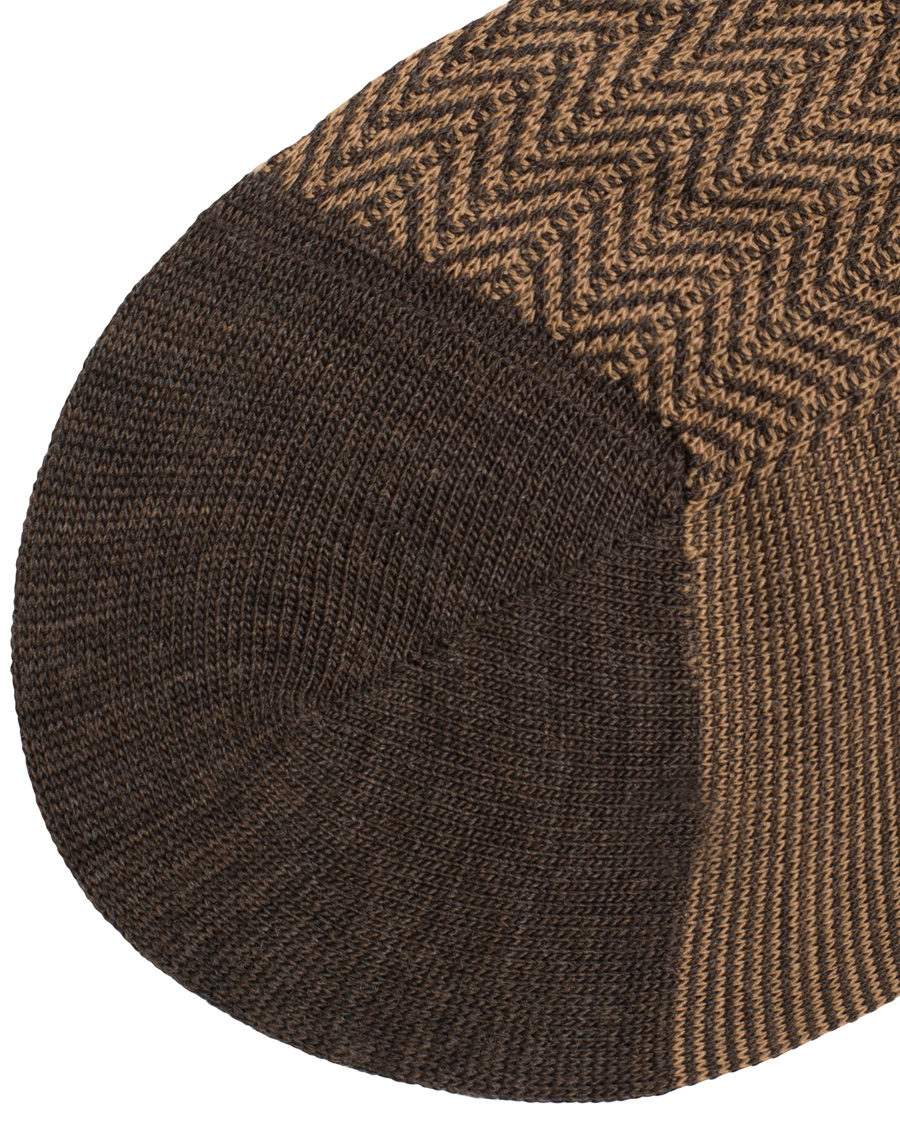 Herre | Undertøy | Pantherella | Finsbury Wool/Nylon Herringbone Sock Brown Mix