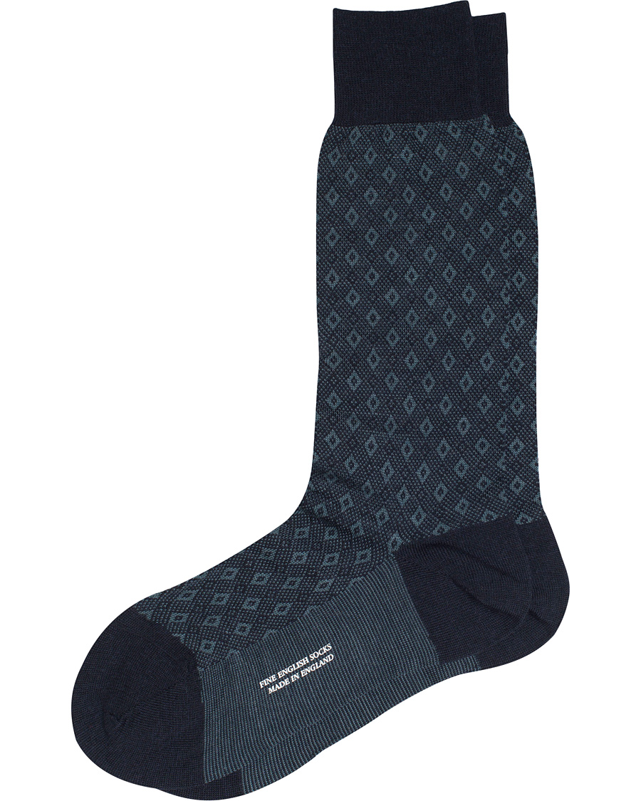Herre | Undertøy | Pantherella | Belford Bird's Eye Wool/Nylon Sock Navy