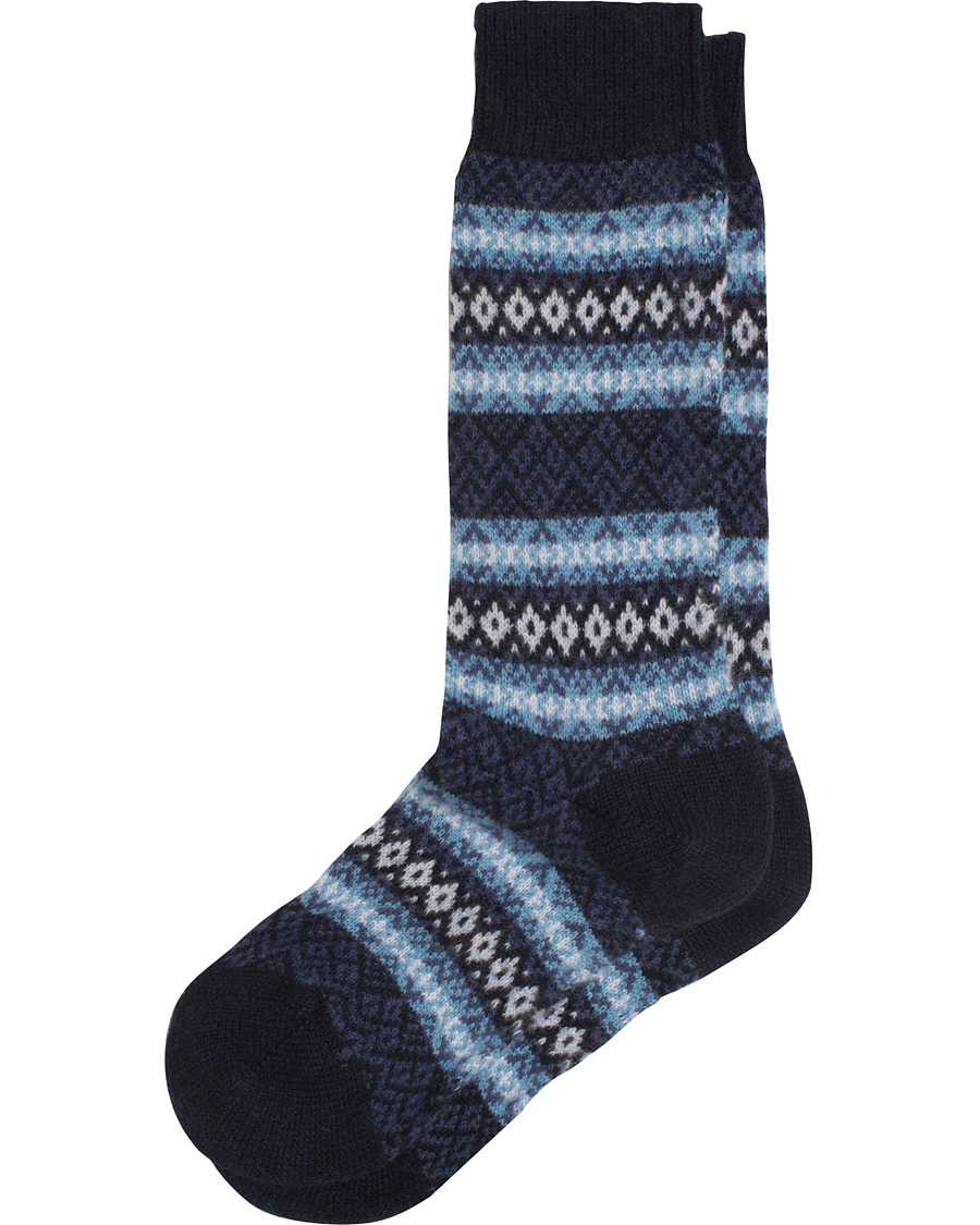 Herre | Undertøy | Pantherella | Fenton Fair Isle Cashmere Sock Navy