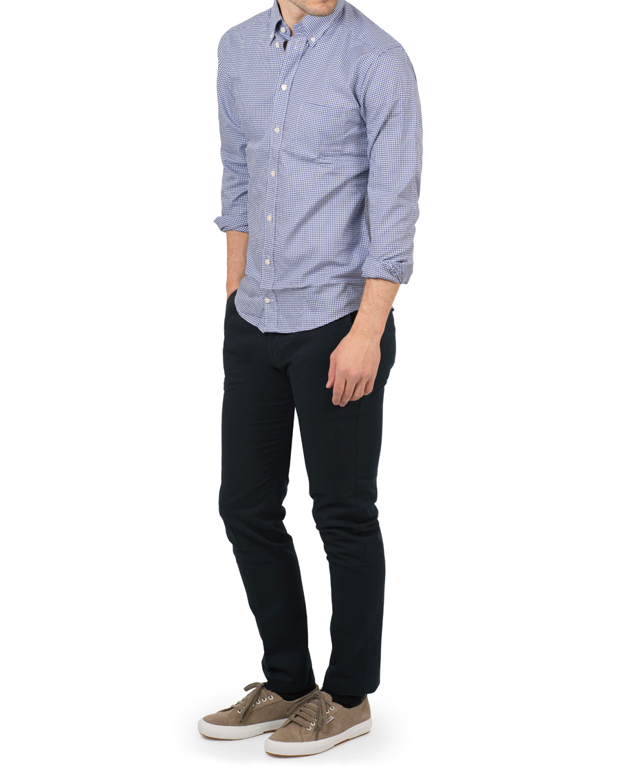 Herre | Skjorter | Eton | Slim Fit Button Down Check Shirt Blue