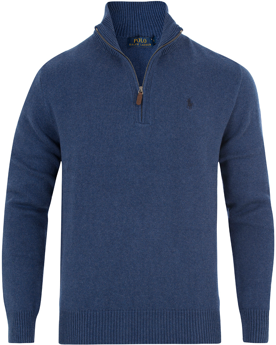 Herre | Gensere | Polo Ralph Lauren | Cotton/Curado Half Zip Sweater Shale Blue Heather