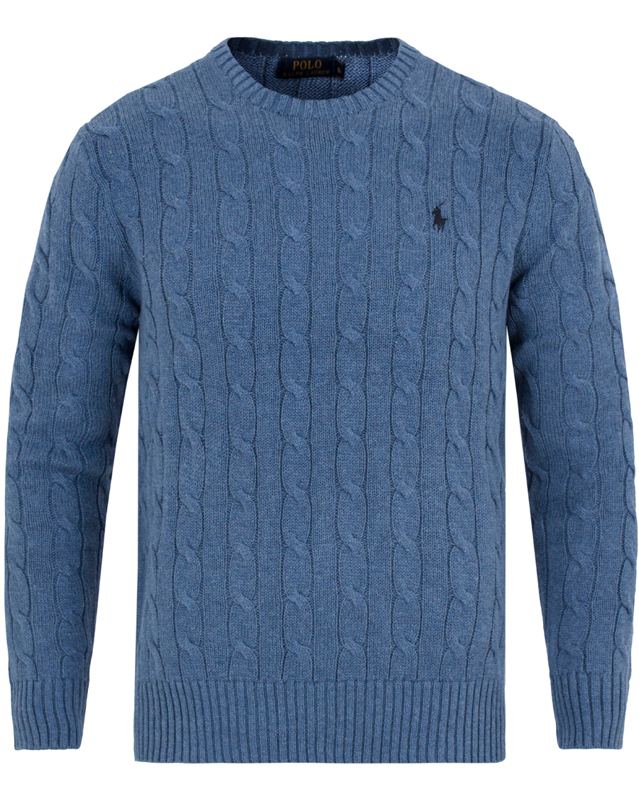 Herre | Gensere | Polo Ralph Lauren | Cotton Cable Crew Neck Pullover Night Blue Heather