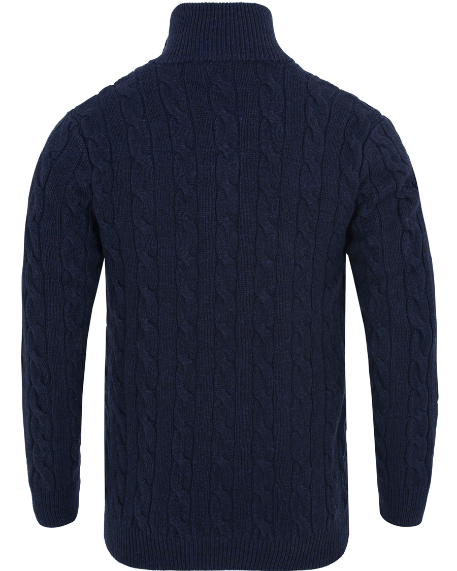 Herre | Gensere | Polo Ralph Lauren | Knitted Cable Tussah Silk Half Button Navy Heather