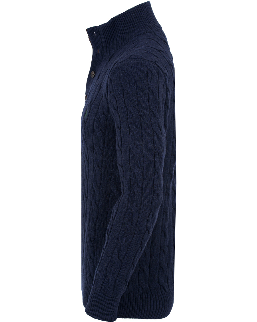 Herre | Gensere | Polo Ralph Lauren | Knitted Cable Tussah Silk Half Button Navy Heather