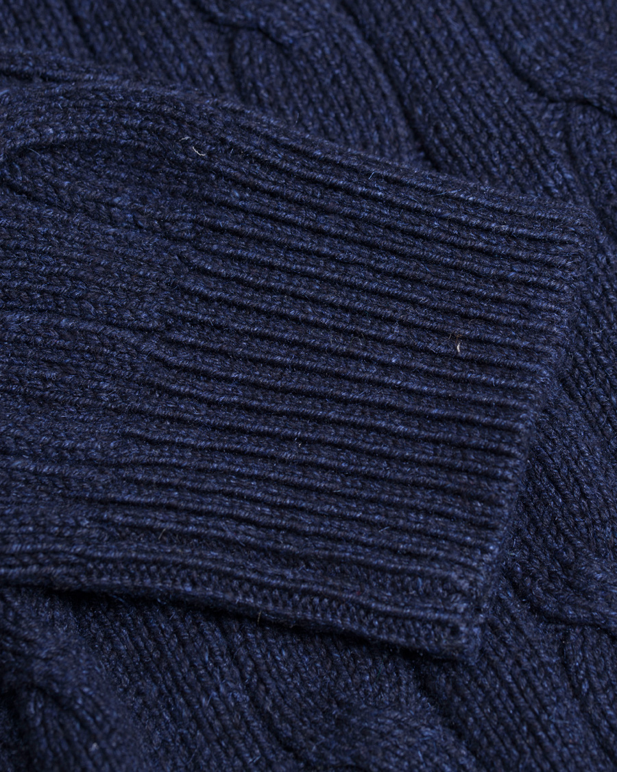 Herre | Gensere | Polo Ralph Lauren | Knitted Cable Tussah Silk Half Button Navy Heather