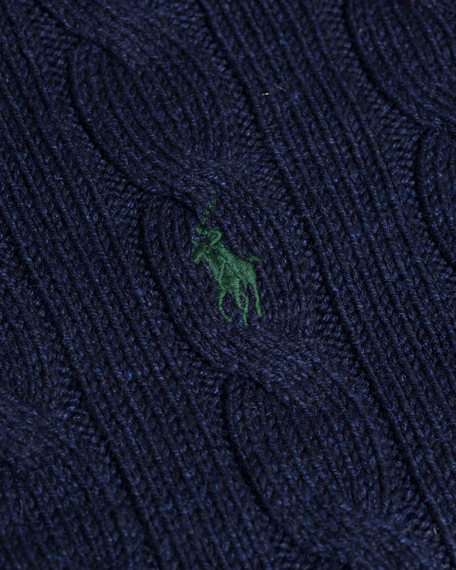Herre | Gensere | Polo Ralph Lauren | Knitted Cable Tussah Silk Half Button Navy Heather