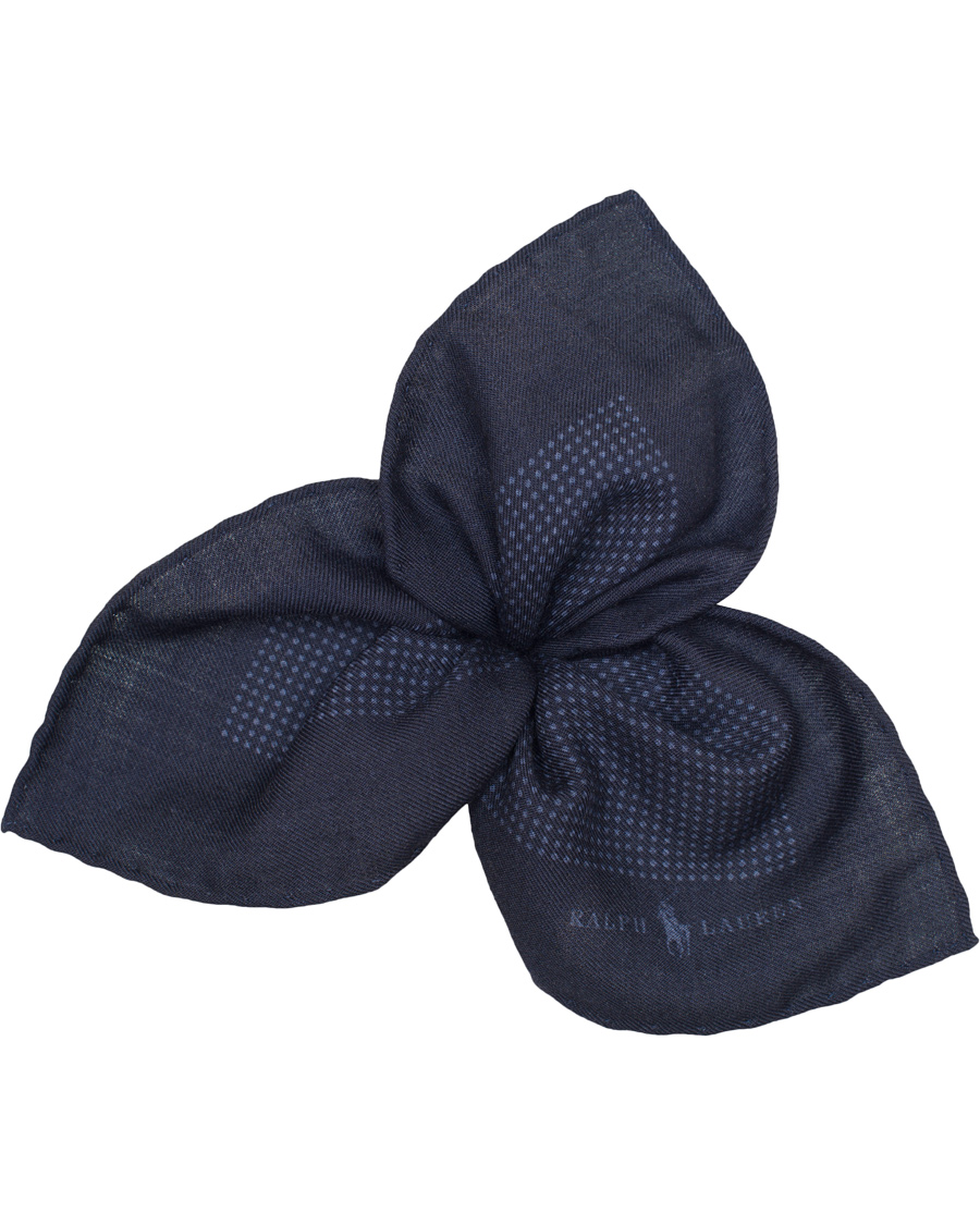 Herre | Polo Ralph Lauren Textured Woolen Print Dot Pocket Square Navy/Blue | Polo Ralph Lauren | Textured Woolen Print Dot Pocket Square Navy/Blue