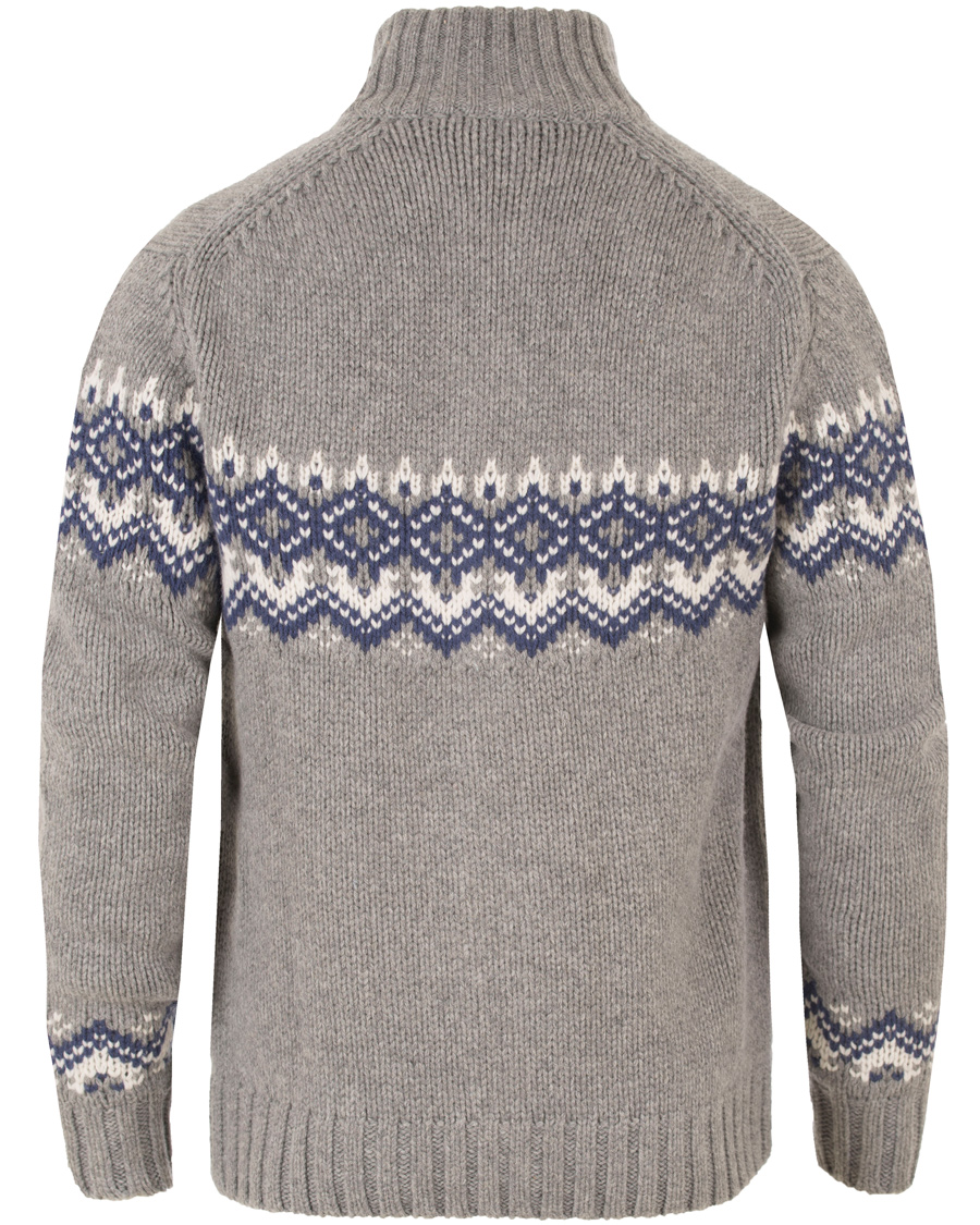 Herre | Gensere | Hackett | Wool/Cashmere Fairisle Button Sweater Light Grey