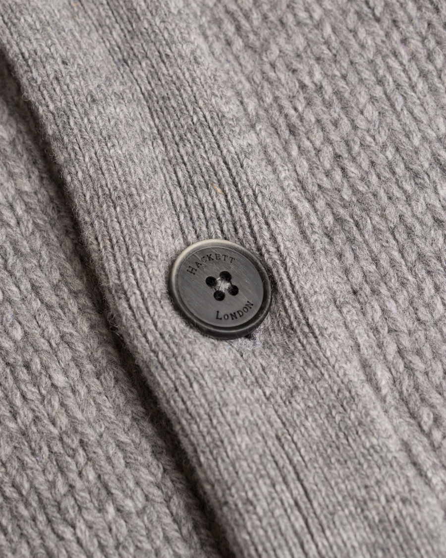 Herre | Gensere | Hackett | Wool/Cashmere Fairisle Button Sweater Light Grey