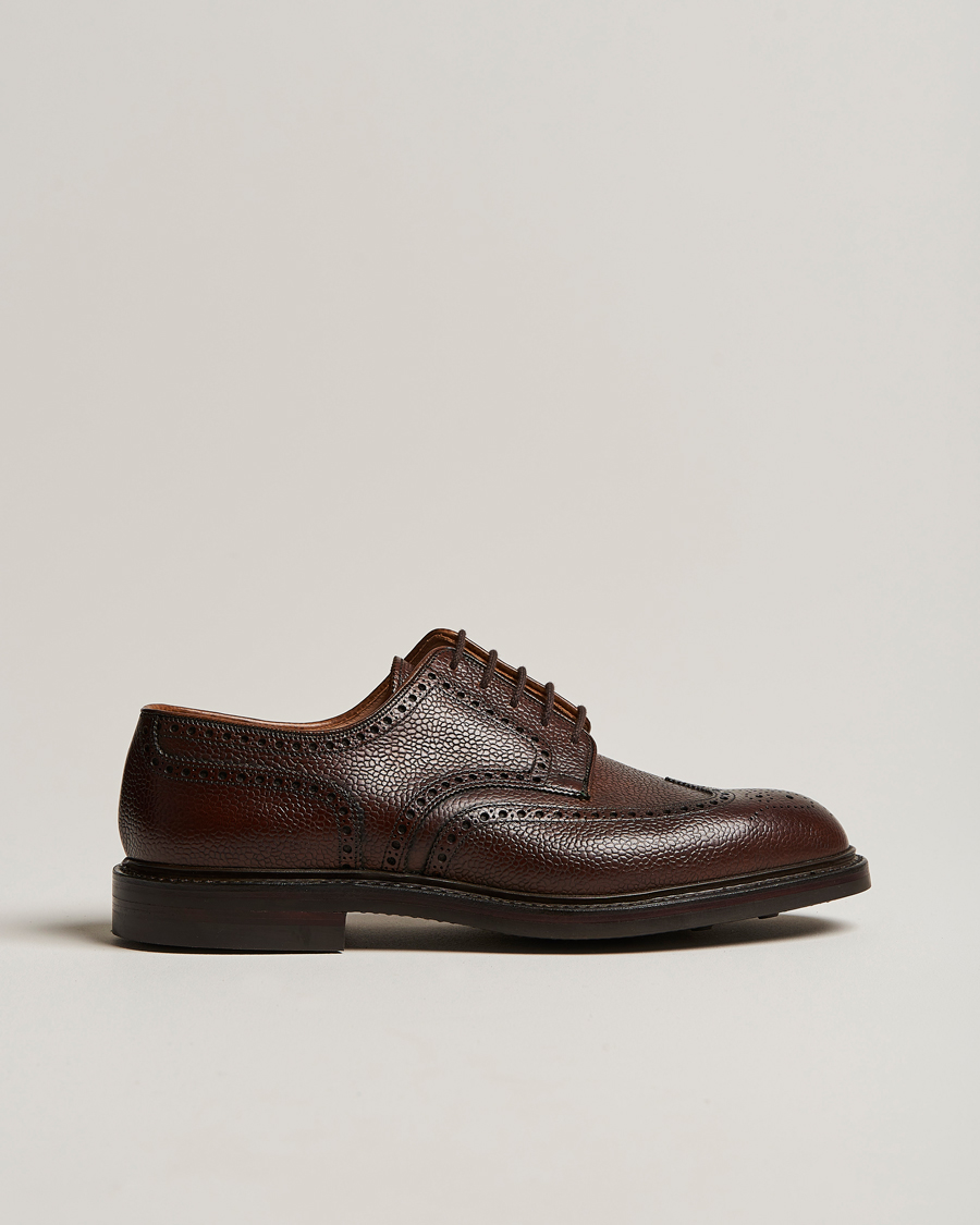 Herre | Brogues | Crockett & Jones | Pembroke Derbys Dark Brown Grained Calf