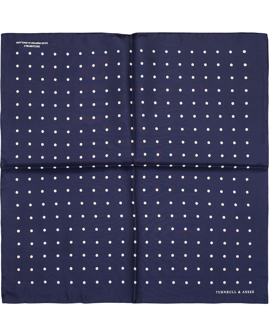 Herre | Turnbull & Asser Silk Dot Handkerchief Navy | Turnbull & Asser | Silk Dot Handkerchief Navy